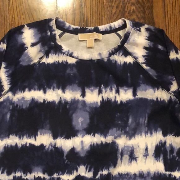 MICHAEL KORS Women’s Navy White Tie Dye Pullover Long Sleeve Crewneck Top Sz MD - Picture 7 of 14